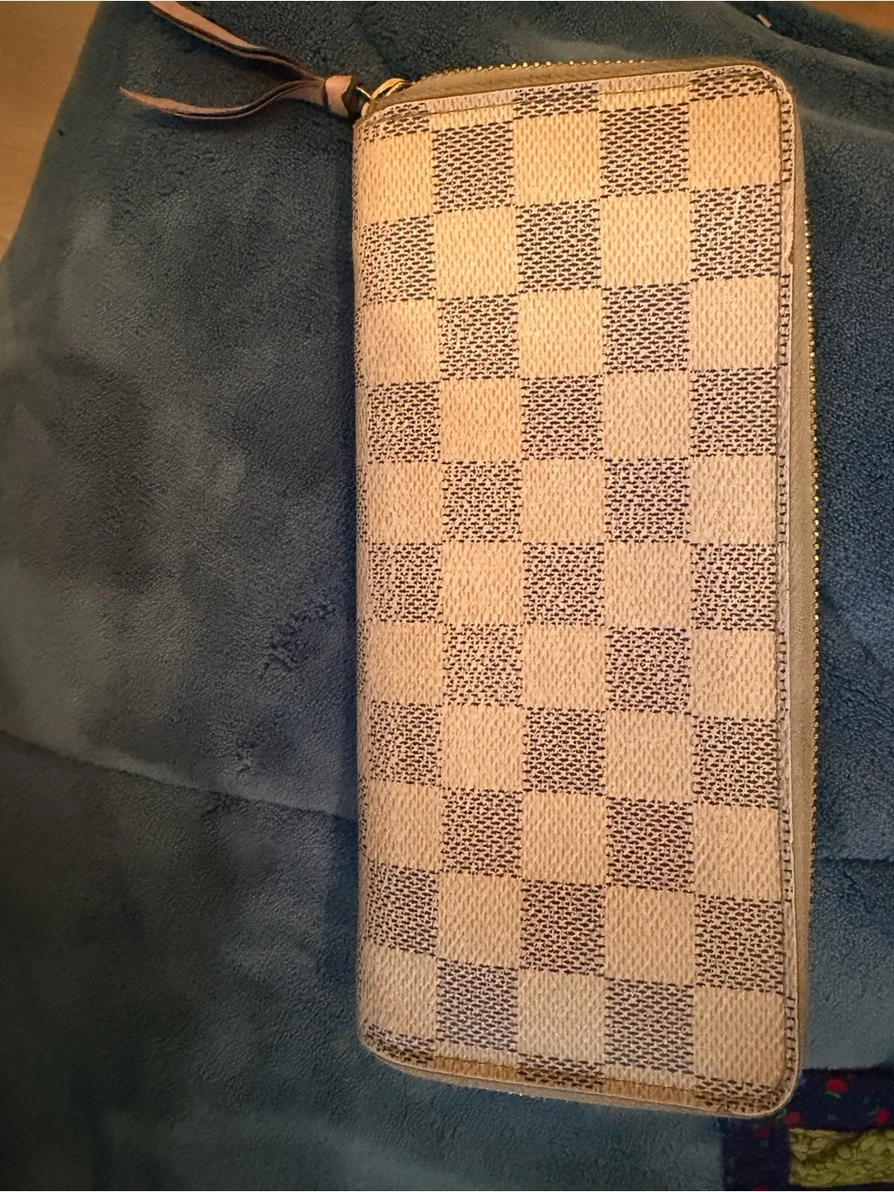 Authentic Louis Vuitton Damier Azur Zippy Wallet Rose Ballerine
